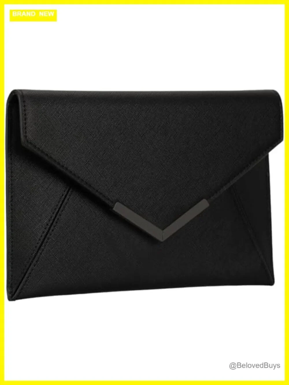 Envelope Clutch Handbag, Faux Saffiano Leather, Medium Foldover Purse with